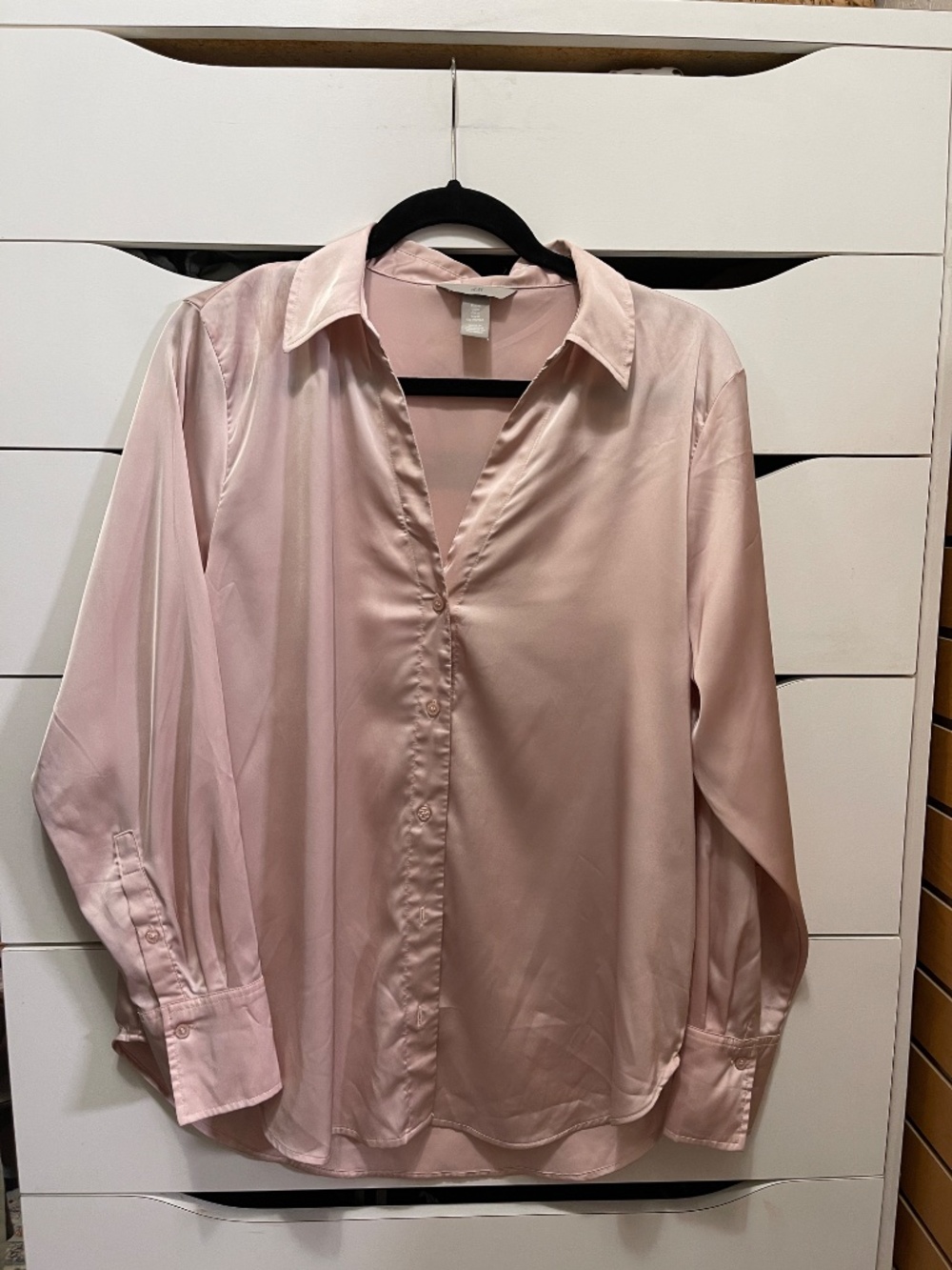 H&M satin rose pink shirt women L - Picture 2 of 5
